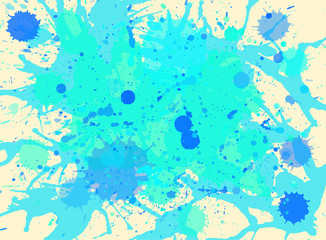Blue watercolor paint splashes background