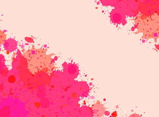 Pink watercolor paint splashes frame
