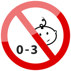 Prohibited from using children under three years icon. Vector illustration.