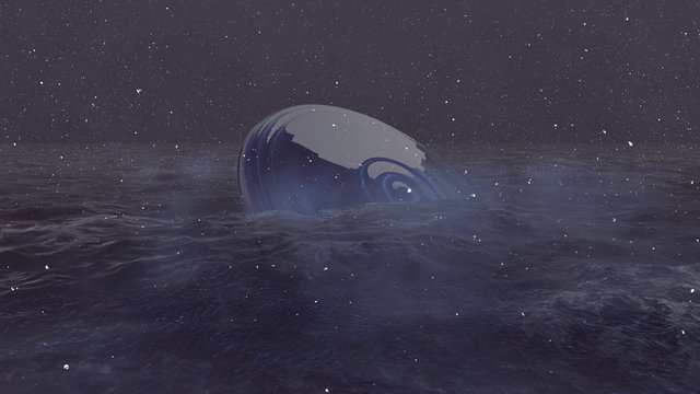 UFO crash into a winter sea 