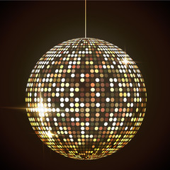 mirror disco ball vector illustration EPS10. Transparent objects and opacity masks used for shadows and lights drawing
