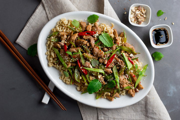 Egg noodles with meat