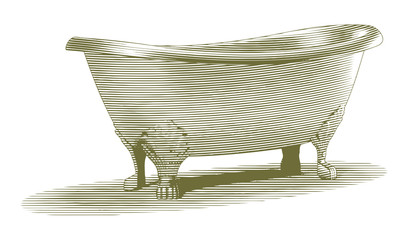 Obraz premium Engraved-style illustration of an old bathtub.