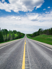 Jungle Road trip in summer, a road through Hiawatha National Forest of Upper Michigan
