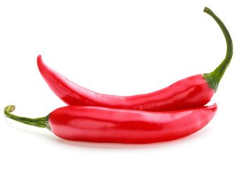 red chili or chilli cayenne pepper isolated on white  background