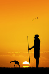 Zulu man at sunset