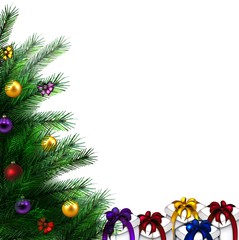 festive Christmas tree. vector border.

