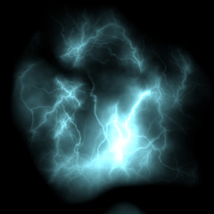 Set of silhouettes of thunderstorm lightning isolated