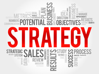 Strategy word cloud, business concept