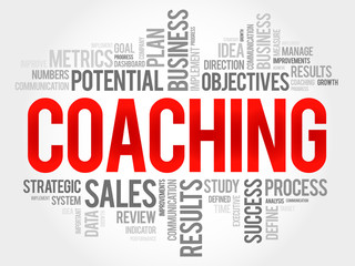 Coaching word cloud, business concept
