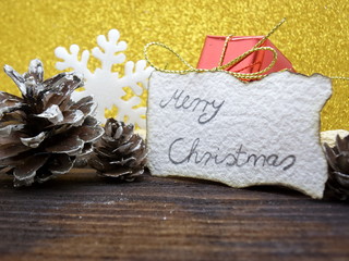 Christmas ornaments background with gold glitter