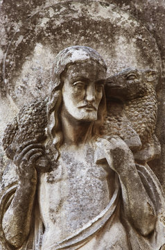 Jesus Christ - the Good Shepherd (fragment of ancient statue)
