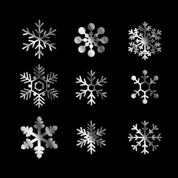 Silver shiny snowflakes vector