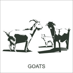 vector silhouette goats