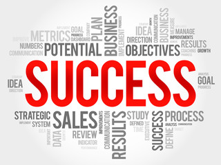 Success word cloud, business concept