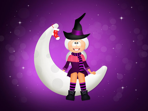 witch on the moon