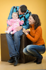 Parents and daughter, studio