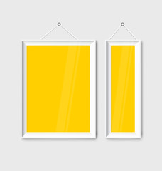 White modern frames on the wall, vector illustration.