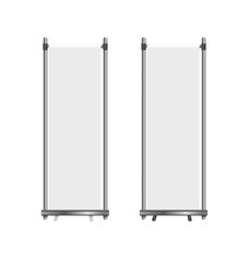 Blank roll up banner display. Vector illustration.