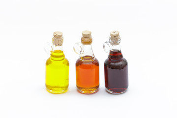 bottles with oil and honey and Wine