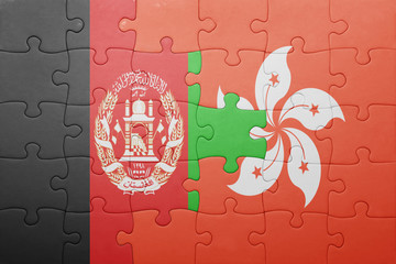 puzzle with the national flag of hong kong and afghanistan