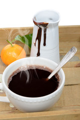 cup of hot chocolate on a tray