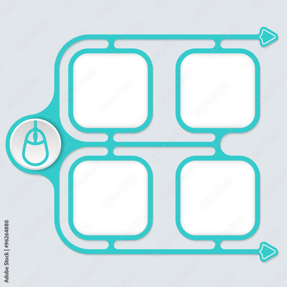 Fototapete Abstract connected frames for your text and a mouse icon