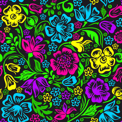 Floral vector seamless pattern with beautiful rose flowers