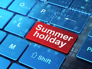 Fototapeta premium Vacation concept: Summer Holiday on computer keyboard background