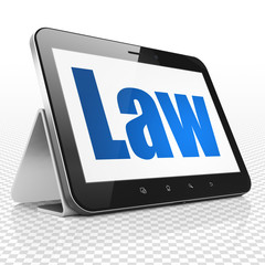 Law concept: Tablet Computer with Law on display