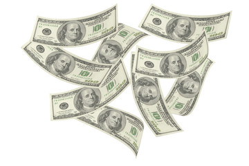 Hundred-dollar bills/Hundred-dollar bills on white background.