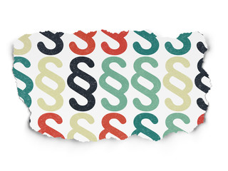 Law concept: Paragraph icons on Torn Paper background