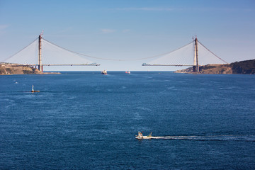 The construction of the third bridge on Bosporus,Istanbul
