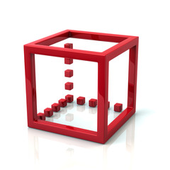 3d illustration of red cube