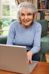 Fototapeta na wymiar Senior Woman Using Laptop At Home