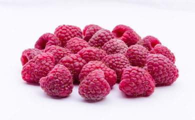 Raspberries isolated on white background