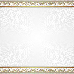 white background with golden ornaments and vintage pattern