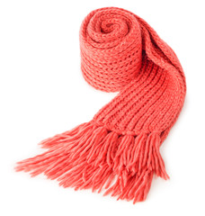 Rolled red textile scarf isolated