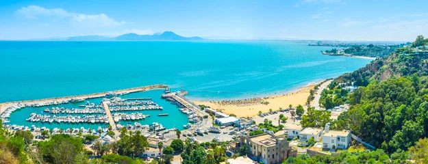 Fototapete Tunesien Der Hafen von Sidi Bou Said