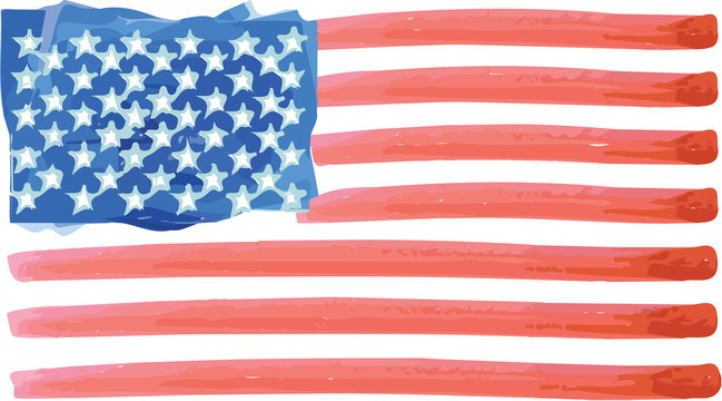 Abstract watercolor flag of the United States of America