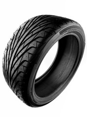 Black rubber tire or tyre isolated on white