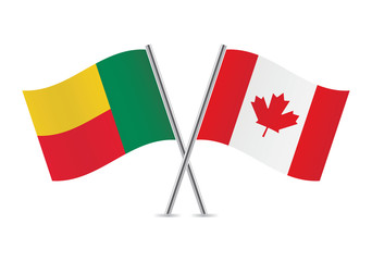 Benin and Canada flags. Vector illustration.
