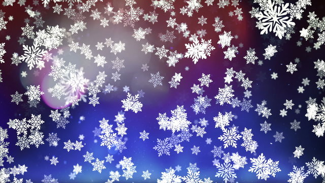 Christmas and New Year video background with falling snowflakes and icons