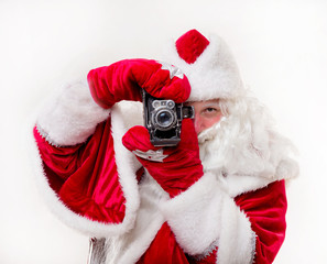 Santa Claus with old camera