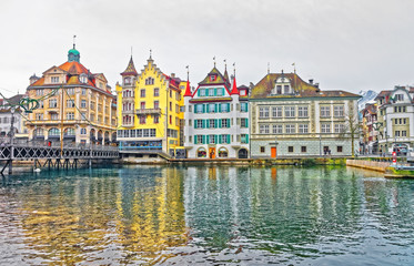 Reuss embankment in the old part of Lucerne