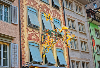 Wrought iron decoration with gold leaf