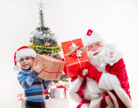 Santa Claus with little boy