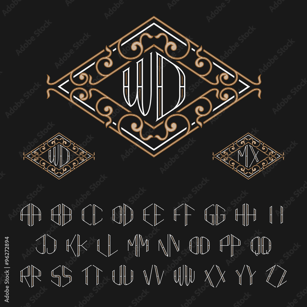 Poster two letters monogram template. set of letters from a to z. luxury vector set of stylish elegant mono