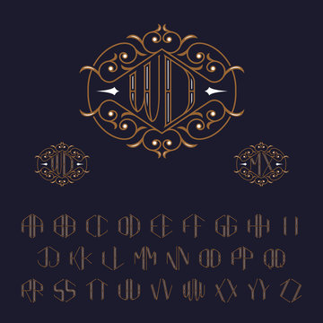 Two letters monogram template. Set of letters from A to Z.
Luxury vector set of ornate elegant monograms.