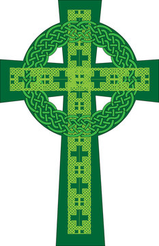Artistic green celtic cross vector illustration